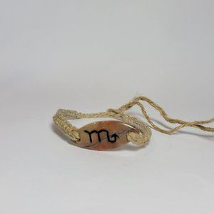 Scorpio Zodiac Sign Sign Oblong Stone Hemp October November Bracelet Anklet